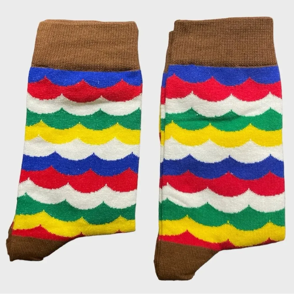 2 pairs - Colorful Fall Funny Socks Wavy Stripe Women Socks